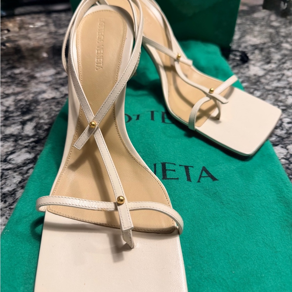Bottega Veneta White Strappy Heels
